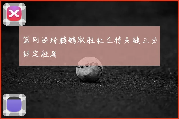 篮网逆转鹈鹕取胜杜兰特关键三分锁定胜局